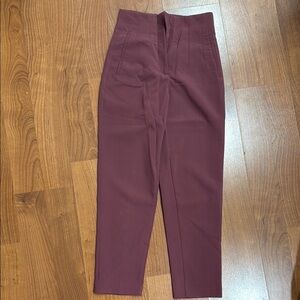 Chic Burgundy High-Waisted Trousers